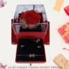 Coffret Cadeau Bijoux Élégant – Parure Dorée avec Rose Éternelle