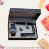 Coffret Cadeau Homme Élégant – Montre Quartz, Bracelet, Boutons de Manchette, Chapelet et Stylo VIP Professionnel