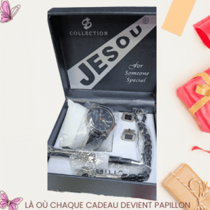 Coffret Cadeau Homme Élégant – Montre Quartz, Bracelet, Boutons de Manchette, Chapelet et Stylo VIP Professionnel